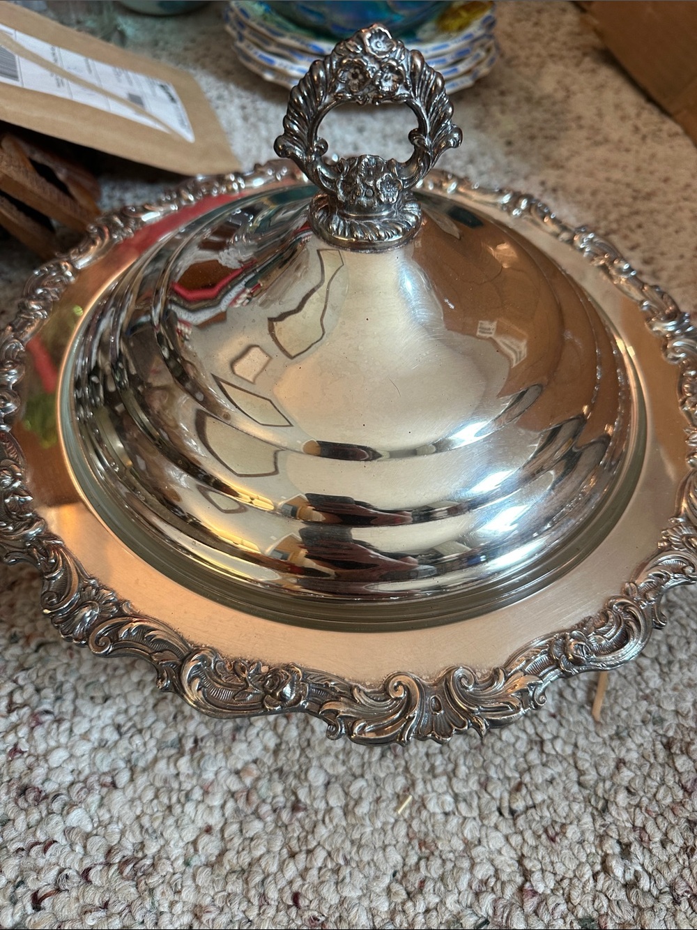 vintage silver-plated covered casserole serving dish